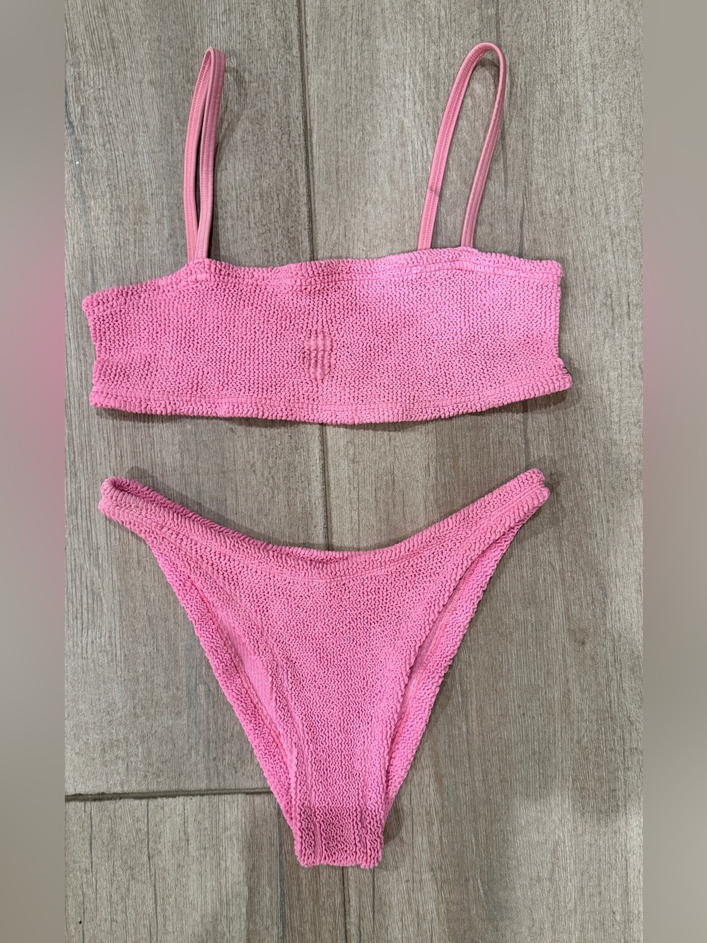 Hunza G Pink Textured Bikini Set